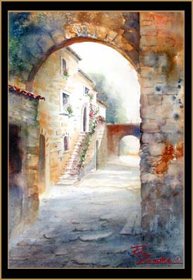 Civita di Bagnoregio Archway - Watercolor of Civita di Bagnoregio, Italy