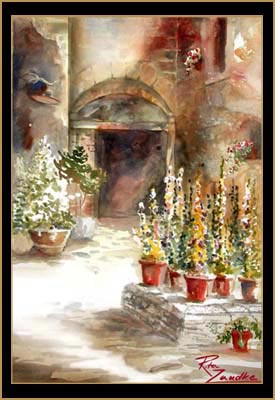 Fiori di Civita di Bagnoregio - Watercolor of Civita di Bagnoregio, Italy