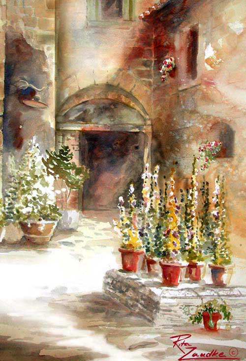 Fiori di Civita di Bagnoregio - Watercolor of Civita di Bagnoregio, Italy