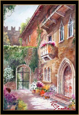 Juliet's Balcony - Watercolor of Verona, Italy