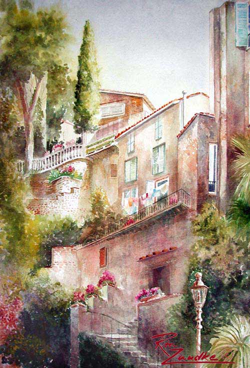 Lago di Bracciano Highrise - Watercolor of Lago di Bracciano, Italy