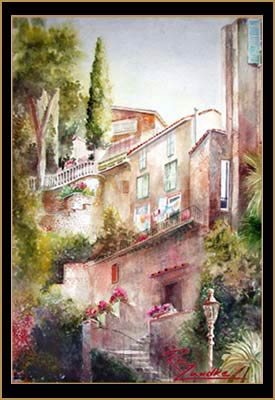 Lago di Bracciano Highrise - Watercolor of Lago di Bracciano, Italy