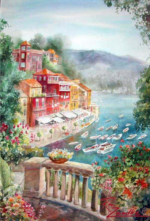 Portofino 1 - Watercolor of Portofino, Italy