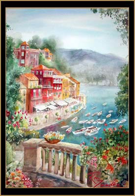 Portofino 1 - Watercolor of Portofino, Italy