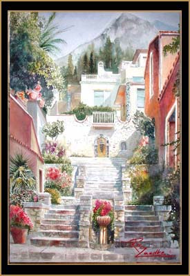 Watercolor of Taormina, Italy - Sicily