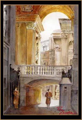 Vatican Guards - Watercolor of Rome, Italy